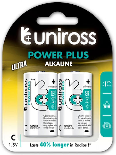 Uniross Power Plus Алкални Батерии C 1.5V 2бр