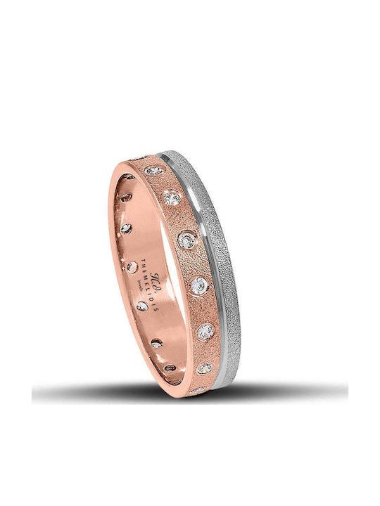 Themelidis Jewels Σετ Βέρες Δίχρωμες 18Κ με Ματ Φινίρισμα και Ζιργκόν