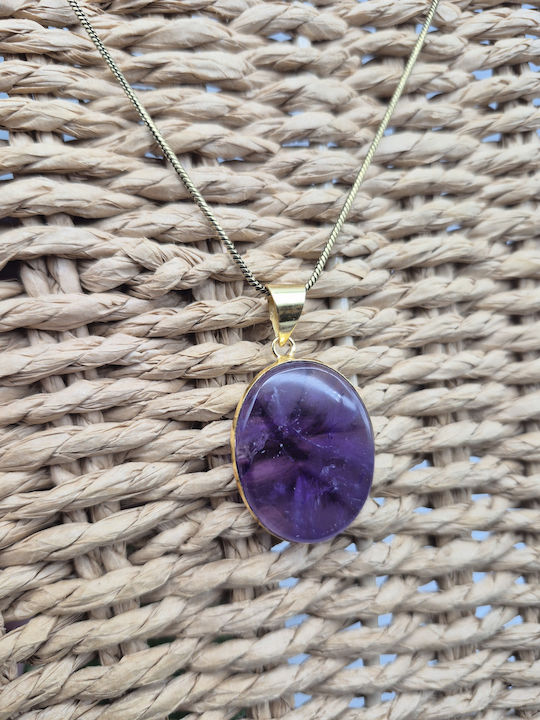 Messing Halskette Amethyst – Handgefertigtes Schmuckkette 24cm