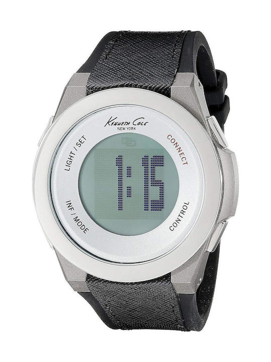 Kenneth Cole Ψηφιακό Ανδρικό Ρολόι 50mm Μπαταρίας με Μαύρο Υφασμάτινο Λουράκι