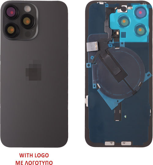 Iphone 15 Pro Battery Cover + Camera Lens + Metal Plate + Flashlight + Charging Flex + Nfc Titanium Black