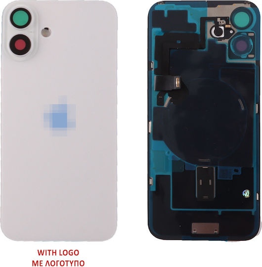 Iphone 16 Plus Akkuabdeckung + Kameraobjektiv + Metallplatte + Taschenlampe + Ladeflex + Nfc Weiß