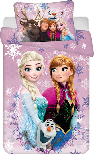 Disney Set Copertă de Pătuț cu Față de Pernă Frozen Purple 100x135cm.