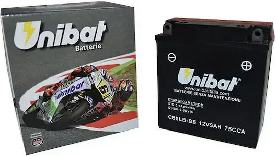 Motorradbatterie Unibat Cb5l-b-bs Ytx5al-bs + Flüssigkeiten