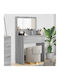 Floor-standing Bedroom Makeup Dressing Table Wooden Grey with Mirror 80x39.5x135cm