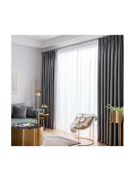 My Home Luxury Curtain With Pencil Pleat Gray 280x270cm