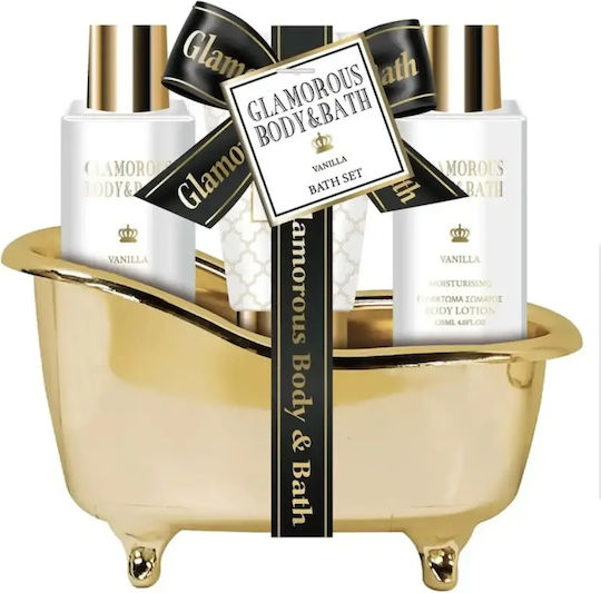 Glamorous Body & Bath Glamorous Gold Bathtub Large Skin Care Set for Moisturizing & Body Cleaning 3pcs