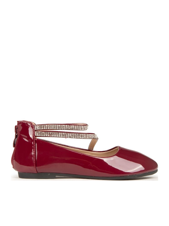Kids Ballerinas with Elastic Strap Red
