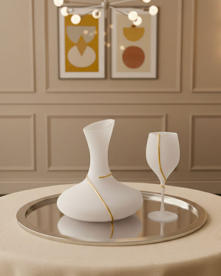 Georgiou Wedding Carafe Set with Wine Glass Gilt / Glass Gold 2pcs