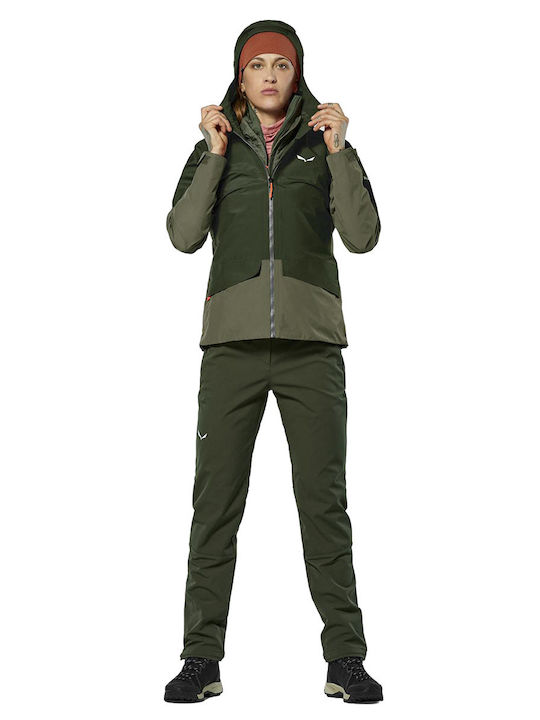 Puez Lang Damenjacke für Winter Khaki