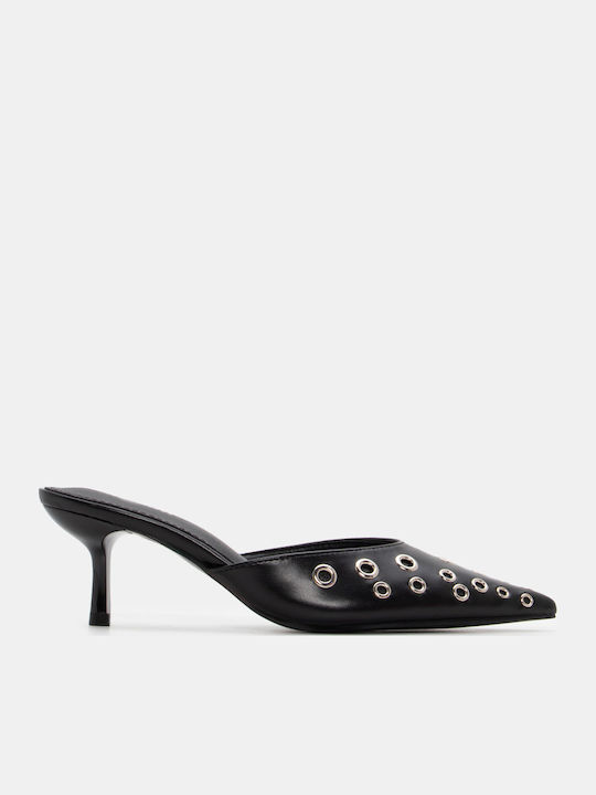 Luigi Mules with Thin High Heel in Black Color