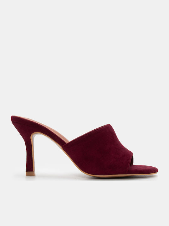 Mules Cu Toc Subțire Înalt Burgundy