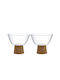 Vialli Design Serving Bowl Round Glass Beige 2pcs