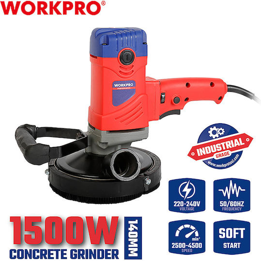 Schleifmaschine Beton 1500W Φ125mm Wp472412 Workpro Profi