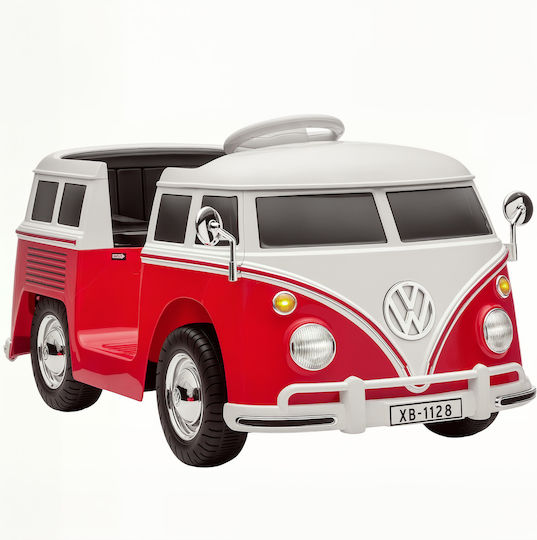 VW T1 Campingbus Едноместен с Дистанционно Управление Лицензиран 12 Волта Червен за 3+ Години