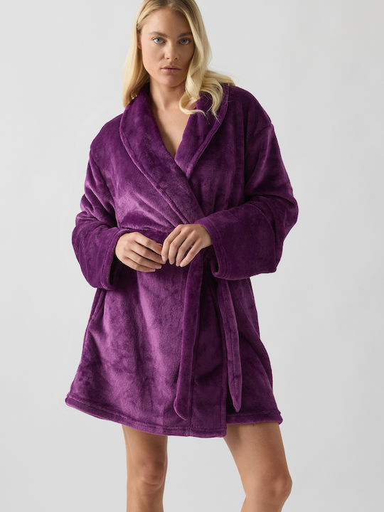 Minerva Χειμερινή Γυναικεία Ρόμπα Purple Minerva Χειμερινή Γυναικεία Ρόμπα Purple