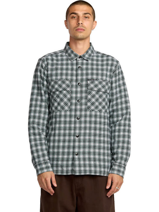 Fleece Μακρυμάνικo Πουκάμισο σε Κανονική Γραμμή Καρό Dirty White