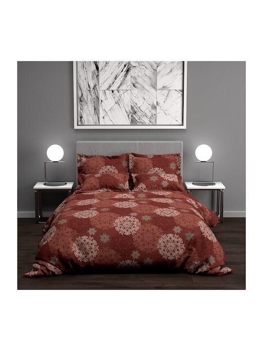 Charalambidis Textiles Duvet Cover Double 200x240 Snowflake Bordeaux