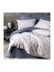 Cotton Box Duvet Cover Set Cotton Single with Pillowcase 160x220 Nitsa Dark Blue - Grey