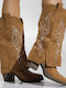 Wildleder Damenstiefel Cowboy Braun