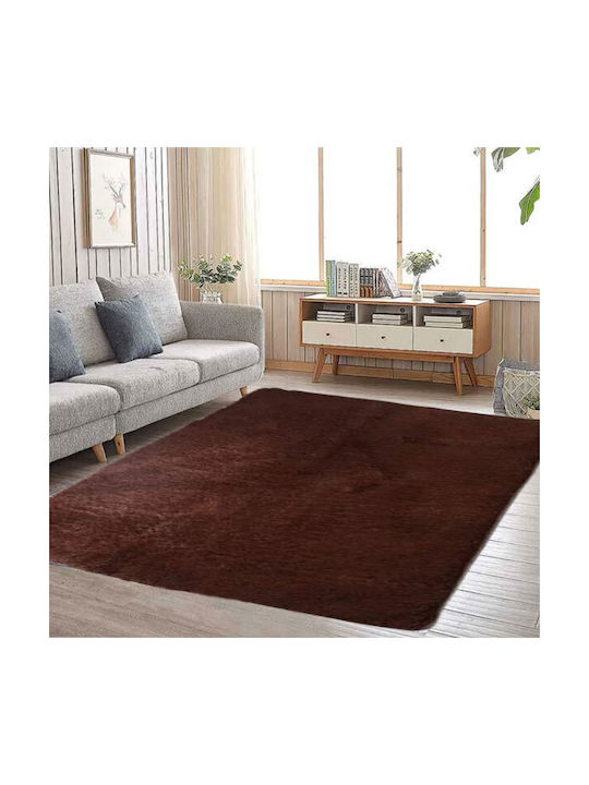 SpitiBazaar Teppich Rechteckig Zottelig Pelzige Brown