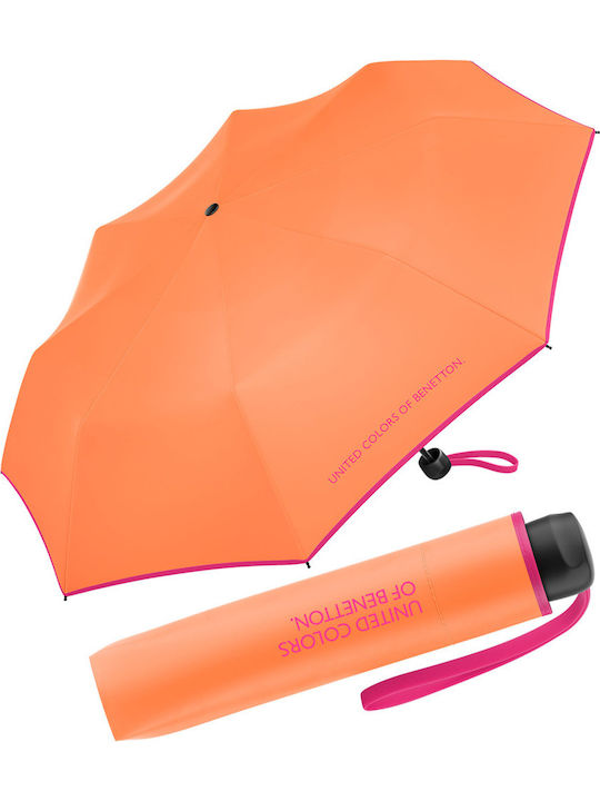 Benetton Super Mini Ομπρέλα Βροχής Σπαστή Πορτοκαλί