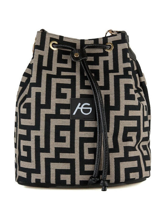 Stoff Damen Beutel Schulter Taupe Tasche-arg78446-tpblk