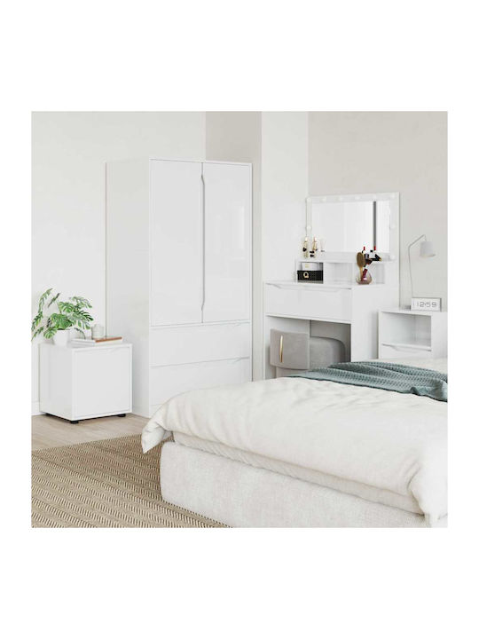 White Wooden Bedside Table 40.5x40x44 cm
