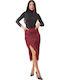 High-waisted Midi Skirt Burgundy