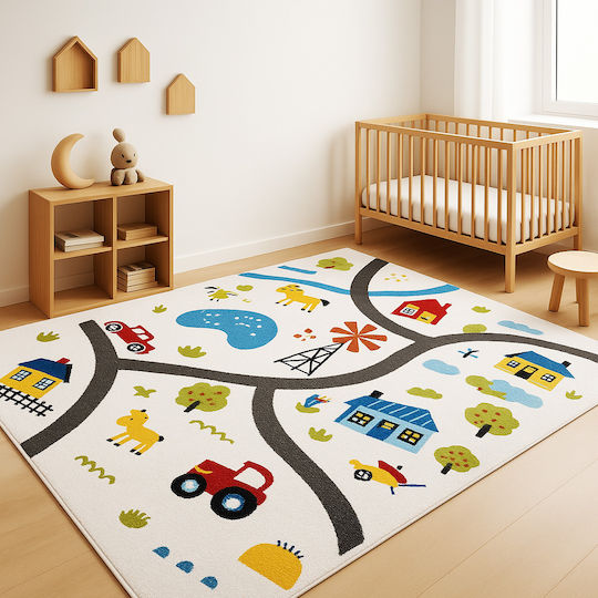 Saray Home Farm Adventure Детско килимче Бял 133x170см