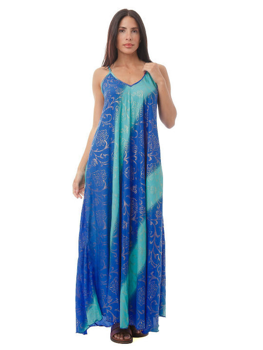 Silia D Sommer Maxi Wickel Damenkleid Blau