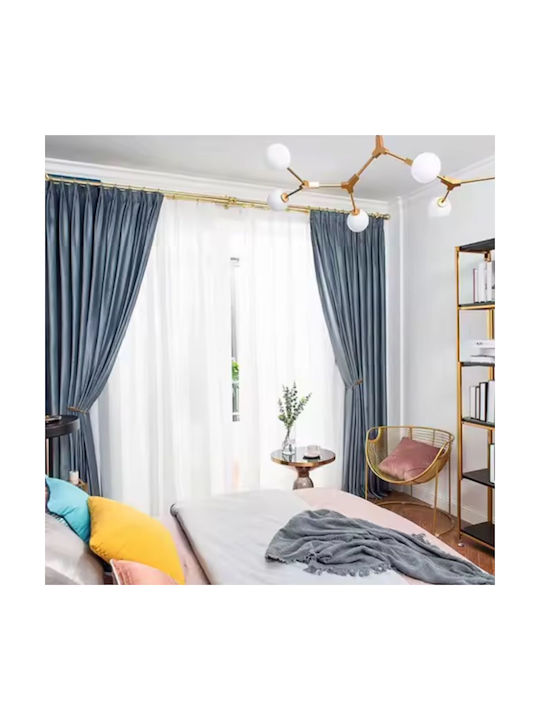 My Home Luxury Curtain With Pencil Pleat Blue 270x280cm