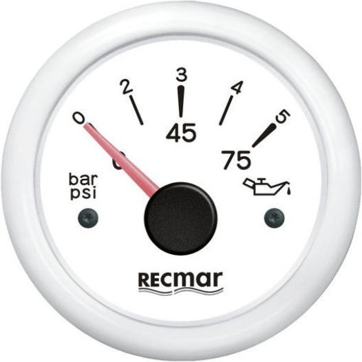 Όργανο Πίεσης Λαδιού 0/5 Bar & 0/10 Bar 10-184ºc Ø Διαμέτρου 51mm Λευκό 0/5 Bar