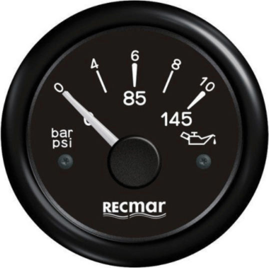 Oil Pressure Gauge 0/5 Bar & 0/10 Bar 10-184ºC Ø Diameter 51mm Black 0/10 Bar