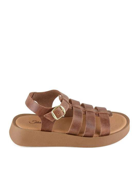 Sandale Casual Damă Gladiator Flatforme Maro
