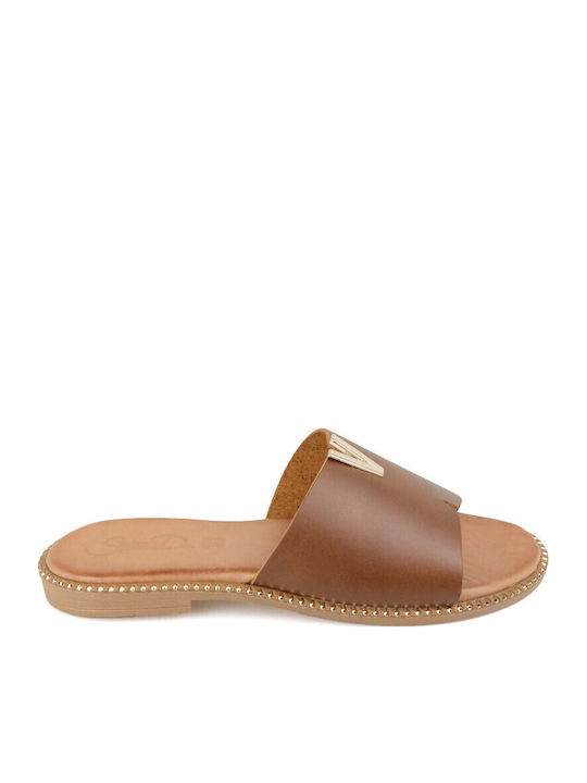 Silia D Leather Women's Flat Sandals in Brown C...