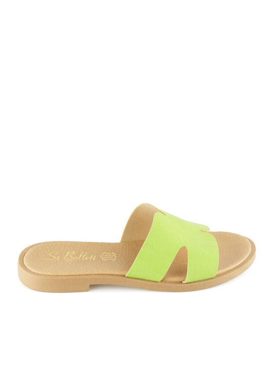 Silia D Leather Women's Flat Sandals in Green C...