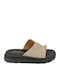 Leather Women's Flat Sandals Flatforms in Brown Color