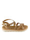 Leather Women's Flat Sandals Flatforms in Brown Color