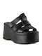 Women's Leather Platform Shoes Black