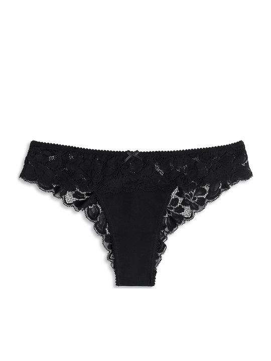 Cotonella Brasiliano Women's Slip with Lace Black