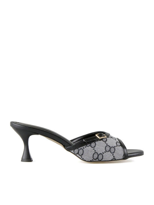 Silia D Mules with Heel in Black Color