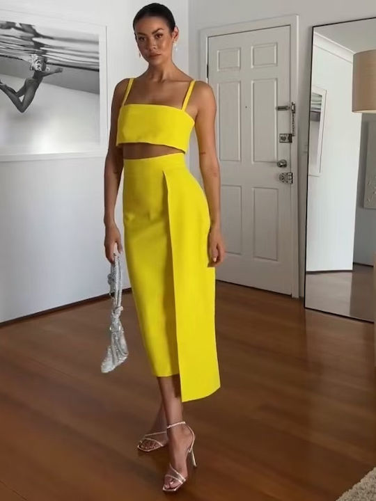 King Set with High-waisted Maxi Skirt Yellow King Set with High-waisted Maxi Skirt Yellow
