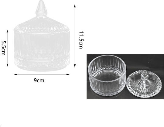 Vintage Glass Sweet Jar with Lid Transparent 11.5x9x5.5cm