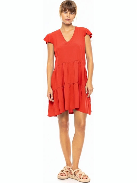 Pink Label Γυναικείο Φόρεμα Παραλίας Red