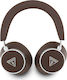 Guess Saffiano Triangle Logo Безжични Bluetooth Over Ear Слушалки Кафяви