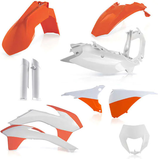 Комплект Пластмасови Части За Мотоциклет Acerbis Ktm Exc/exc-f 14-15 Бял Оранжев