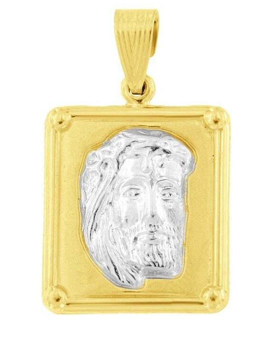 Eforo Pendant Kids Talisman Double Sided Konstantinato made of Gold 14K KR11400130