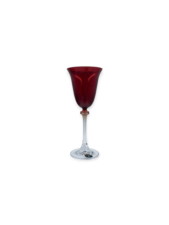 Domumart Set de pahare pentru Vin Alb din Cristal în Culoarea Roșu Cu picior 185ml 6buc