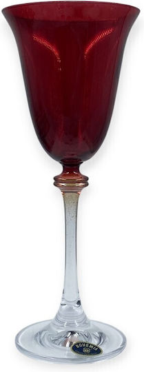 Domumart Set of Glasses for White Wine made of Crystal in Red Color Stemmed 185ml 6pcs